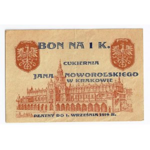 Kraków, bon, 1 korona, 1919