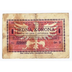 Nowy Sącz, bon, 1 korona, 1 listopada 1919