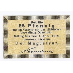 Obrzycko (Obersitzko), bon, 25 fenigów, 1 czerwca 1917