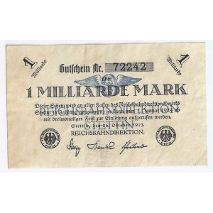 Szczecin (Stettin), bon, 1 miliard marek, 26 października 1923