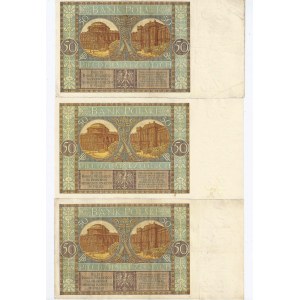 50 zł, 1929, zestaw 3 banknotów