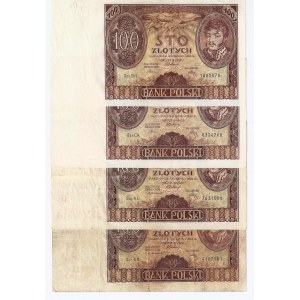 100 zł, 1932 i 1934, zestaw 4 banknotów