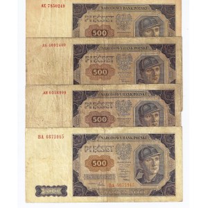 500 zł, 1948, zestaw 4 banknotów