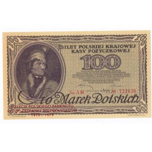 reprodukcja banknotu 100 merek polskich z 15 lutego 1919 roku