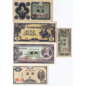 Świat (Chiny, Japonia) zestaw 9 banknotów
