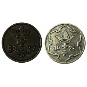 zestaw 2 monet: 1 fenig 1937, 5 fenigów 1923
