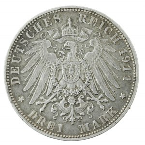 Niemcy, 3 marki, 1911, D-Monachium