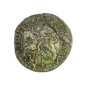 ZYGMUNT II AUGUST (1544-1572) Lithuanian half-penny 1566 Tykocin !!! R5