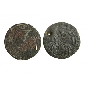 ZYGMUNT II AUGUST (1544-1572) falscher litauischer Halbpfennig 2 Stück