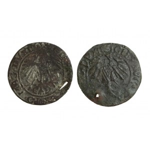 ZYGMUNT II AUGUST (1544-1572) falscher litauischer Halbpfennig 2 Stück