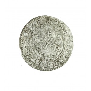 ZYGMUNT III WAZA, an unlisted 8-9 scratch shilling with a double lily