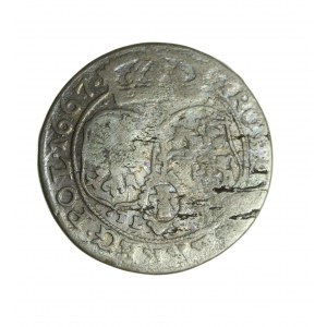 JAN KAZIMIERZ (1648-1668) Sixpence mit Herrschaftsstempel, selten!