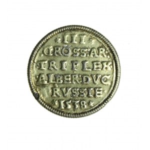 PRUSKIE KSIĘSTWO LENNE, Albrecht Hohenzollern, trojak 1538, rzadki R2