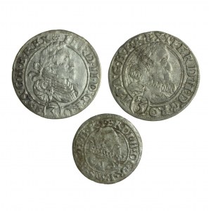 Habsburger Schlesien, Ferdinand II-III, Satz Breslauer Münzen, 3 Stück