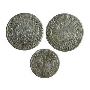 ŚLĄSK habsburski, Ferdynand II-III, zestaw monet wrocławskich, 3 szt