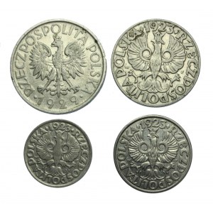 II RP - ZESTAW 4 SZTUK MONET NIKLOWYCH (10, 20, 50 gr, 1 zł) 1923-1929