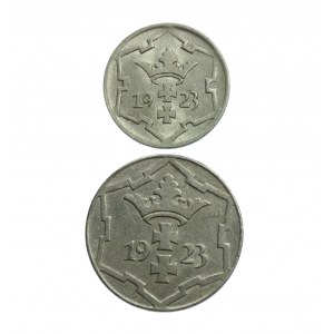 WM GDAŃSK, Kursmünzensatz aus Nickel 1923, Satz zu 2 Stück