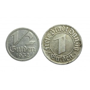 WM GDAŃSK, EMISSION 1932 - nickel 1/2 and 1 GULDEN, set of 2 pieces, rarer