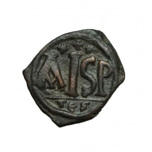 BIZANCJUM - JUSTINIANUS I (527-565 ne), AE 16 nummi, Saloniki