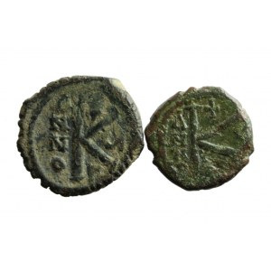 BIZANCJUM - JUSTINUS II (565-578 ne), AE K=halbblättrig, Satz von 2 Stück