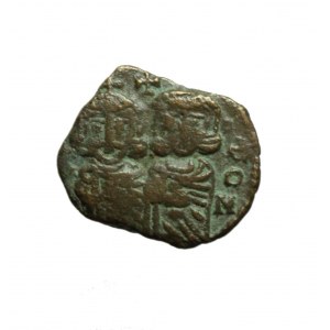 BIZANCJUM - CONSTANTINUS V (741-775 ne), beautiful folis with 3 emperors, Syracuse