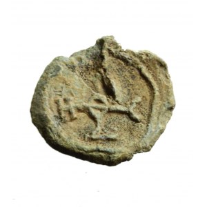 BIZANCJUM - striking lead seal with typical monograms