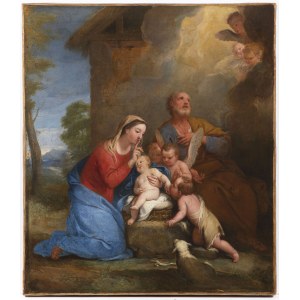 Marcantonio Franceschini, (1648, Bologna - 1729, Bologna), Atributted, The Holy Family with little John the Baptist and Putti, Marcantonio Franceschini, (1648, Bologna - 1729, Bologna), Atributted, The Holy Family with little John the Baptist and Putti