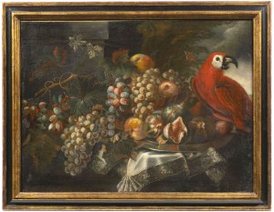 Maximilian Pfeiler (1656-1746), Still Life with Grapes and Parrot, Maximilian Pfeiler (1656-1746), Still Life with Grapes and Parrot