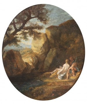 Gaspard Dughet (1615-1675) - circle, Southern Landscape with Lovers (Venus and Adonis?), Gaspard Dughet (1615-1675) - circle, Southern Landscape with Lovers (Venus and Adonis?)