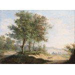 German painter, 19th century, Landscape with Three Trees, German painter, 19th century, Landscape with Three Trees