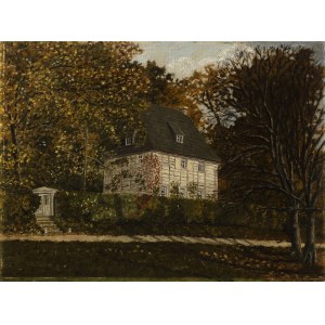 German painter 19th century, View of the Garden House of Johann Wolfgang von Goethe, in the Park on the Ilm, in Weimar, German painter 19th century, View of the Garden House of Johann Wolfgang von Goethe, in the Park on the Ilm, in Weimar