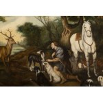 19th century painter, Hubertus with Animals, 19th century painter, Hubertus with Animals