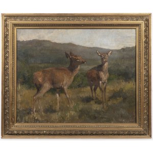 Franz Xaver Von Pausinger (1839 - 1915), Pair of Roe Fawns in the Wood, Franz Xaver Von Pausinger (1839 - 1915), Pair of Roe Fawns in the Wood