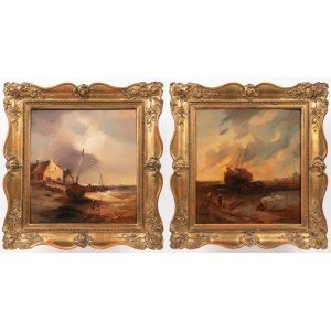 Josef Carl Berthold Püttner (1821, Planá u Mariánských Lázní - 1881, Vöslau), Pair of Seascapes, Josef Carl Berthold Püttner (1821, Planá u Mariánských Lázní - 1881, Vöslau), Pair of Seascapes