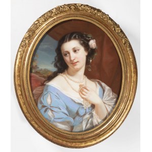 Virginie Fagard, 19th century, Portrait of Young Woman with Pearl Necklace, Virginie Fagard, 19th century, Portrait of Young Woman with Pearl Necklace