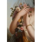 Austrian Painter of 19th Century, Portrait of Flora as a Woman or Spring Allegory, Austrian Painter of 19th Century, Portrait of Flora as a Woman or Spring Allegory