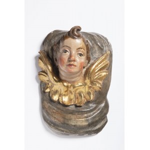 Wood Carved Angel's Head on Clouds, 18th century, Wood Carved Angel's Head on Clouds, 18th century