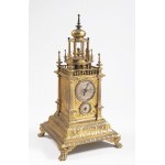 Heavy Brass Gilt Mantel Clock with Silver Plated Dials, 2nd half 19th century, Heavy Brass Gilt Mantel Clock with Silver Plated Dials, 2nd half 19th century