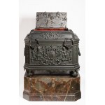 Museum-Quality Courtly Iron Chest with Original Base Dated 1735, Museum-Quality Courtly Iron Chest with Original Base Dated 1735
