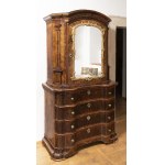 An Elegant Baroque Cabinet with Mirror in Caucasian Walnut, probably Dresden, An Elegant Baroque Cabinet with Mirror in Caucasian Walnut, probably Dresden