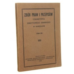 Zbiór praw i przepisów Towarzystwa Kredytowego Ziemskiego w Warszawie t. XX [1935]