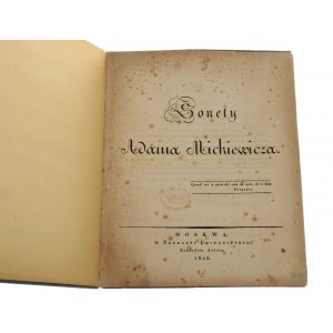 Sonette Adam Mickiewicz [ERSTE AUSGABE / Moskau 1826].