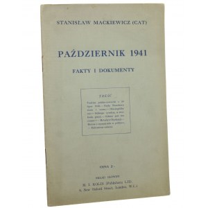 Październik 1941 Fakty i dokumenty Stanisław Mackiewicz (Cat) [1941]