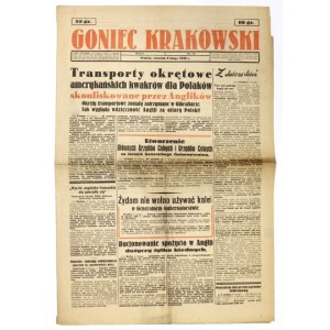 Kraków GONIEC. Shipments of American Quakers to Poles confiscated by English. Jews not allowed to use...