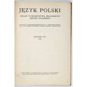 JÊZYK Polski. Organ der Gesellschaft der Liebhaber der polnischen Sprache...R. 14-15 1929-19308