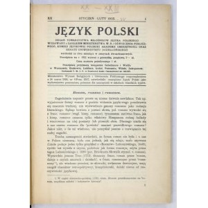 JÊZYK Polski. Organ der Gesellschaft der Liebhaber der polnischen Sprache...R. 20-23 1935-1938