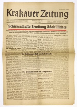 KRAKAUER Zeitung. Krakau 1944. Zeitungdsverlag. folio. R. 6, nr 187: 21 Juli 1944. s. [8].