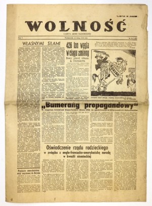 WOLNOŚĆ. Gazeta Armii Radzieckiej. R. 5, nr 36. 1948