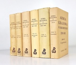 ARMIA Krajowa w dokumentach 1939-1945. T. 1-6. Londyn 1970-1989. Printed by Caldra House. 8, s. XXVII, 584; XXXV,...