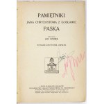 PASEK Jan Chryzostom - Memoirs ... Compiled by. Jan Czubek. Critical edition, complete. Lvov-Cracow-Warsaw [1923]....